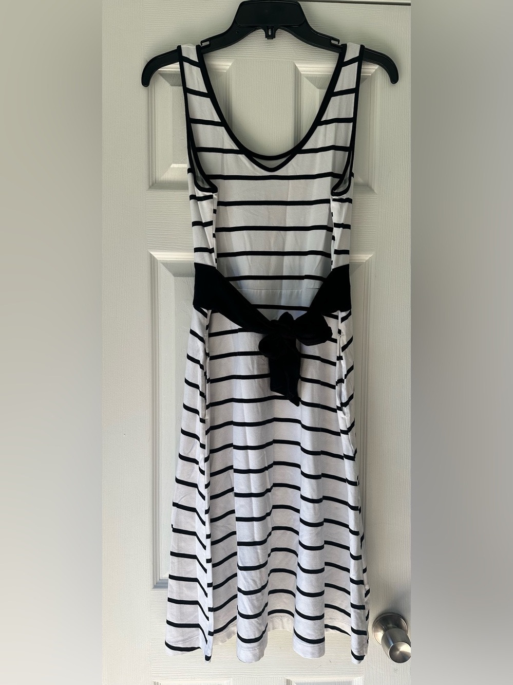 Apt. 9 Black and White Striped Sleeveless Sundress with Waist Tie